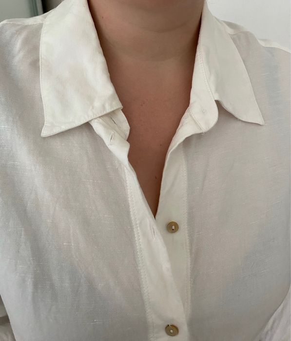 Рубашка лен молочная H&M