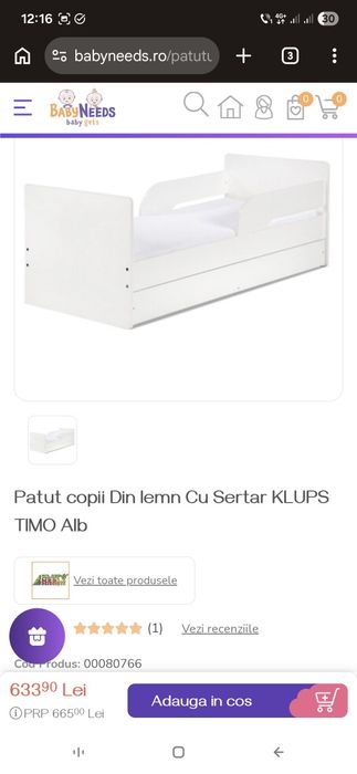 Vand patut copii + saltea + husa impermeabila