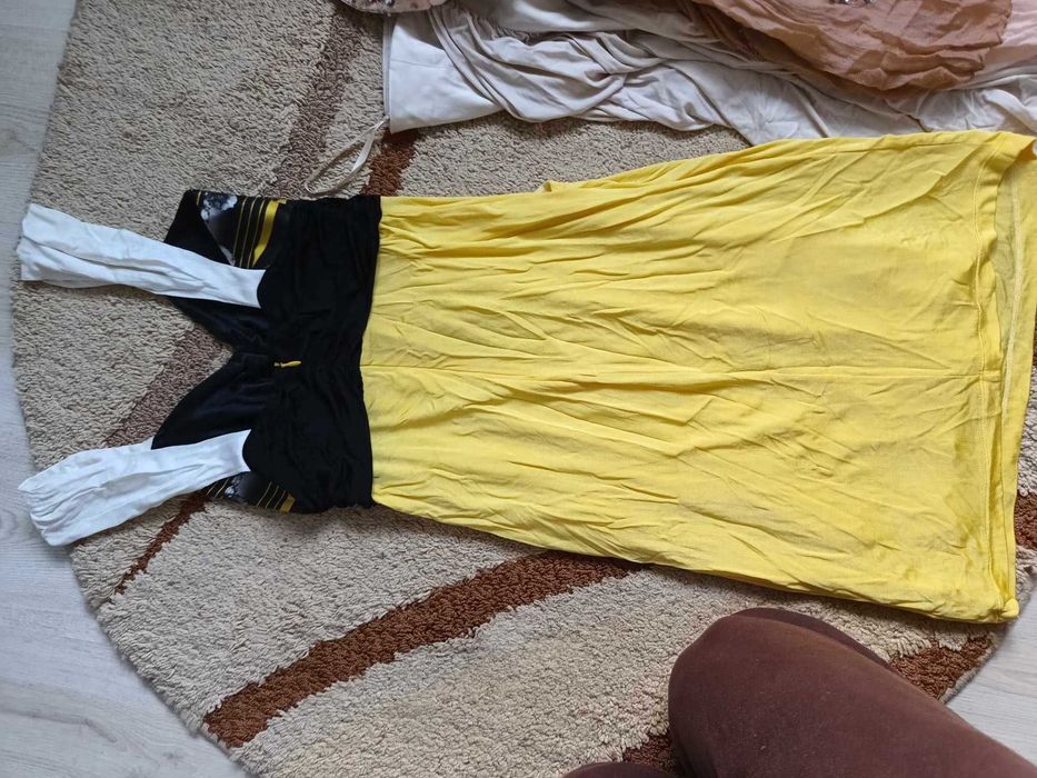 Yellow dress with multicoloured print Class Roberto Cavalli rochie zi