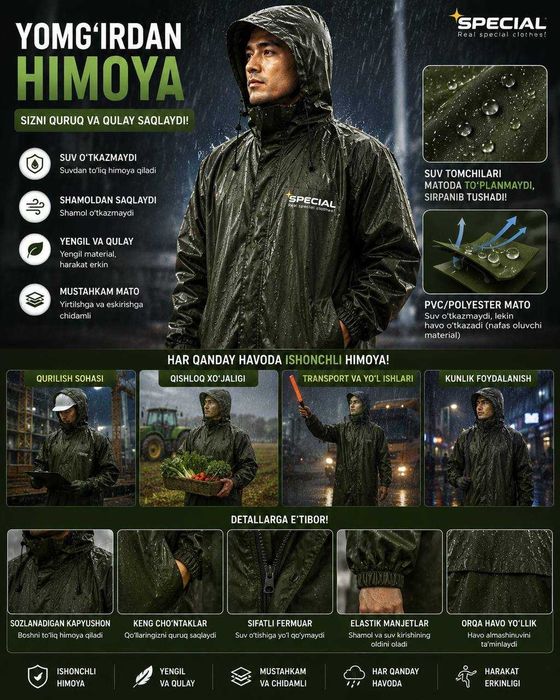 Dajdavik Даждвик Yomg`irdan himoyolovchi plash Плащ Даждвик