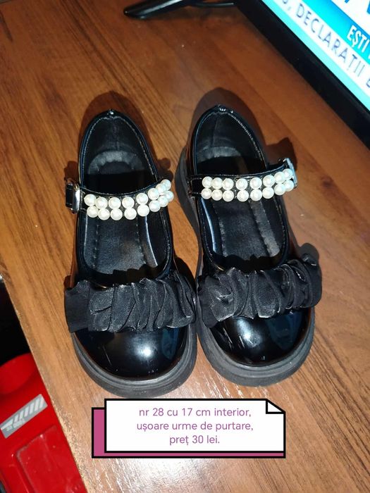 Pantofi negri fetiță mărimea 28