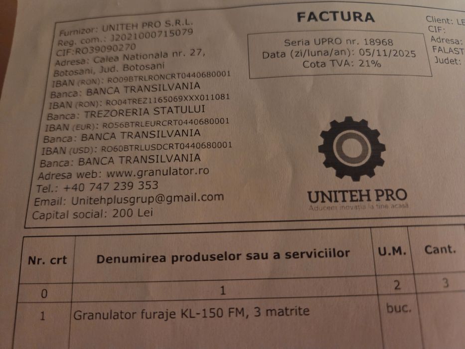 Granulator furaje KL-150 FM cu 3 matrite