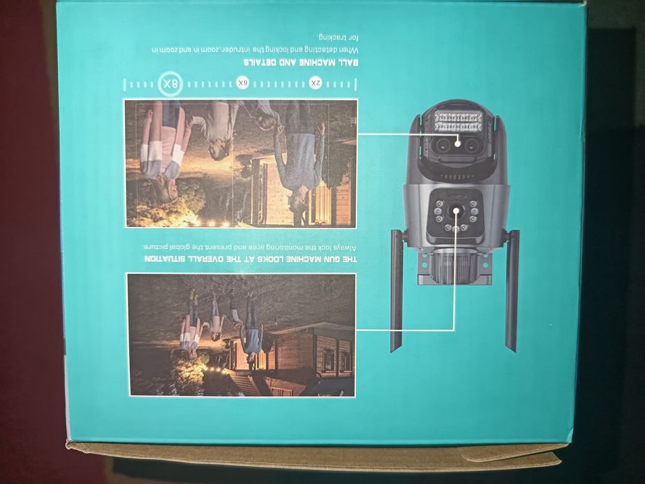 Camera Supraveghere 3 în 1 Wi-Fi PTZ, 15MP, 3 Lentile, Vizibilitate 100m, IP66,Aplicatie