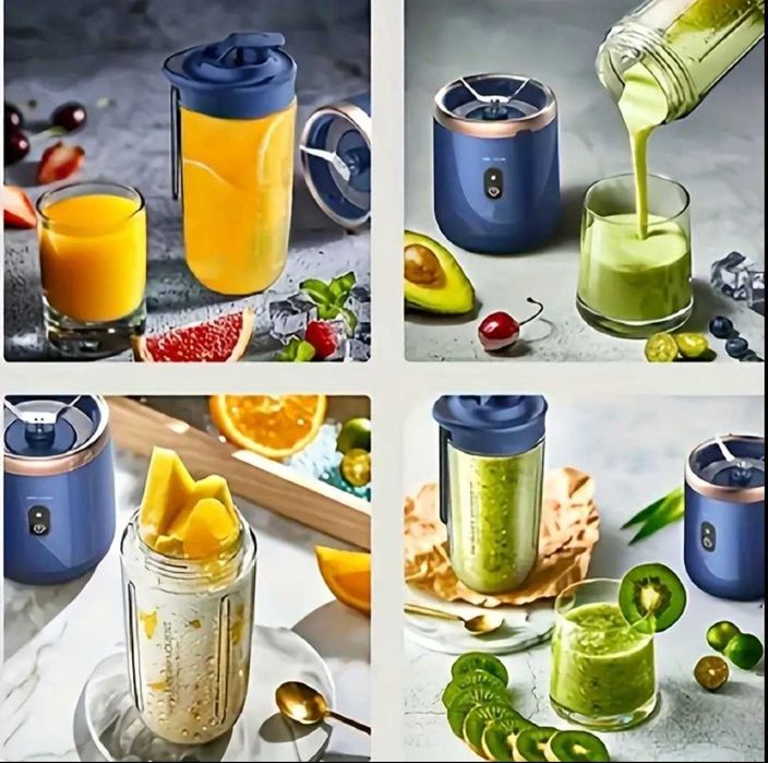 Mini Blender portabil 21000 rpm, 400ml, set cu 2 cani de calatorie