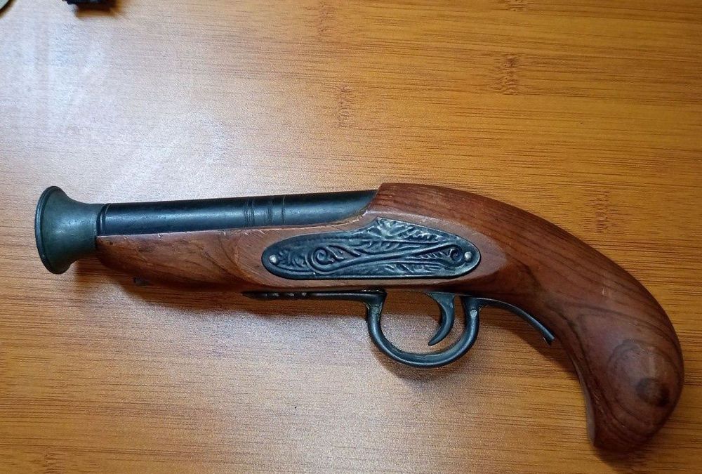 Pistol/flintă veche de panoplie,lemn masiv