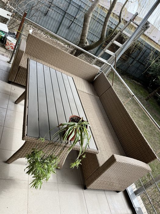 Set terasă 6 locuri (colțar + masă) JYSK AGERMOSE – stare foarte bună