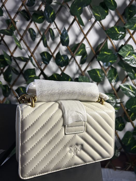 Geanta Pinko Nappa Leather White cream