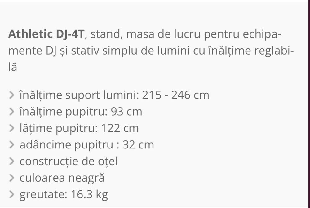 Pupitru dj cu schela pentru lumini