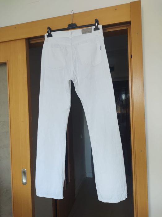 2 pereche Pantaloni albi bumbac de vara bărbați