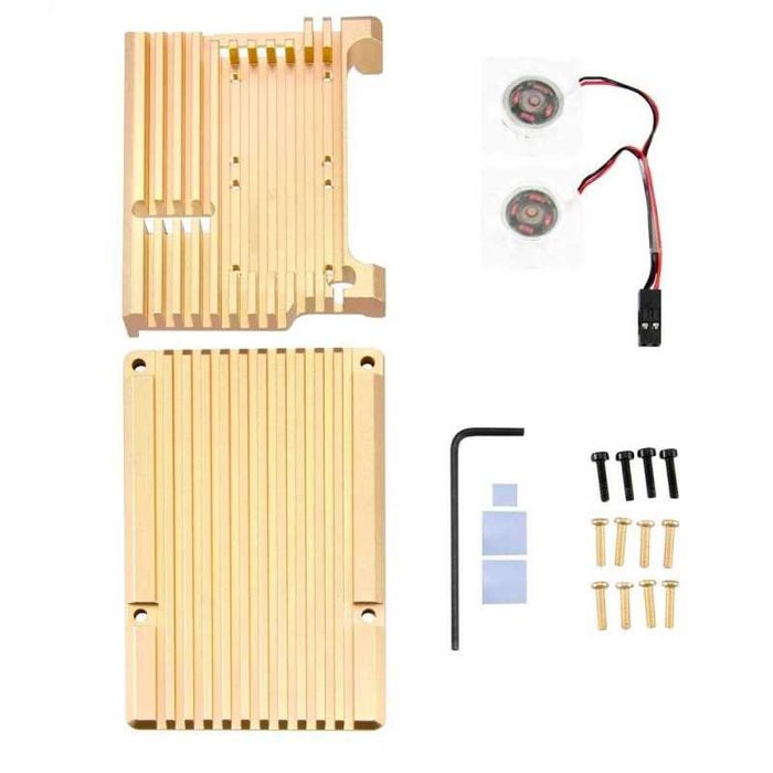 Carcasă aluminiu cu radiator / cooler (racire activă) pentru Raspberry Pi4