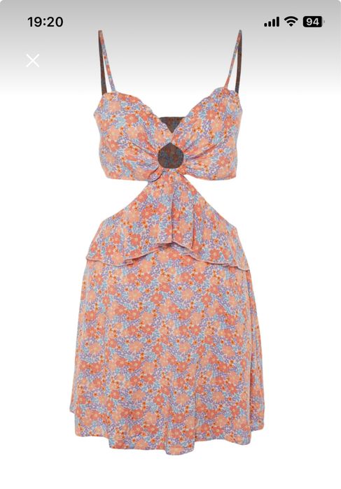 Rochita de plaja roz cu motive florale Marime S/36