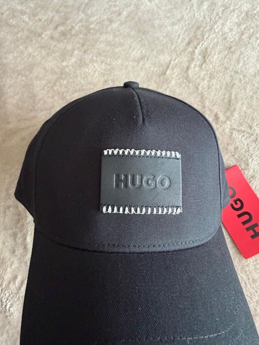 HUGO Jude SL sapca unisex neagra cu logo din piele cusut OS noua originala
