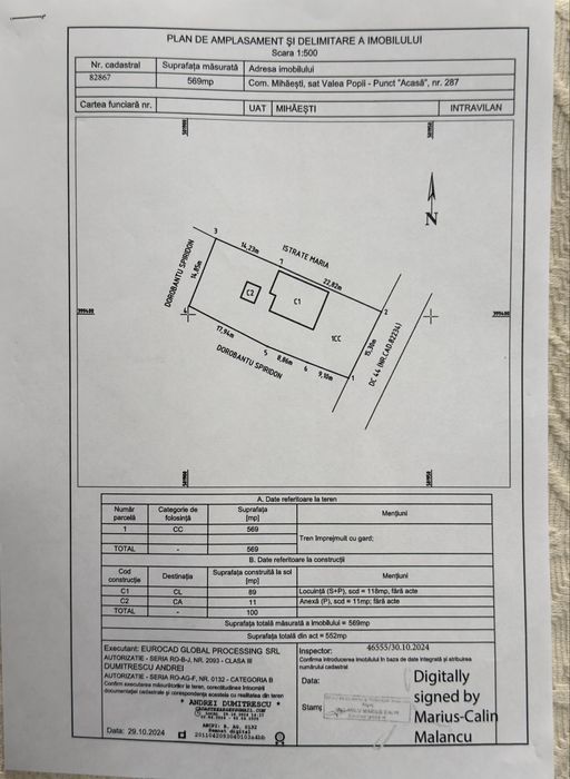 Teren intravilan 569 mp + casă bătrânească, Mihăești, Valea Popii