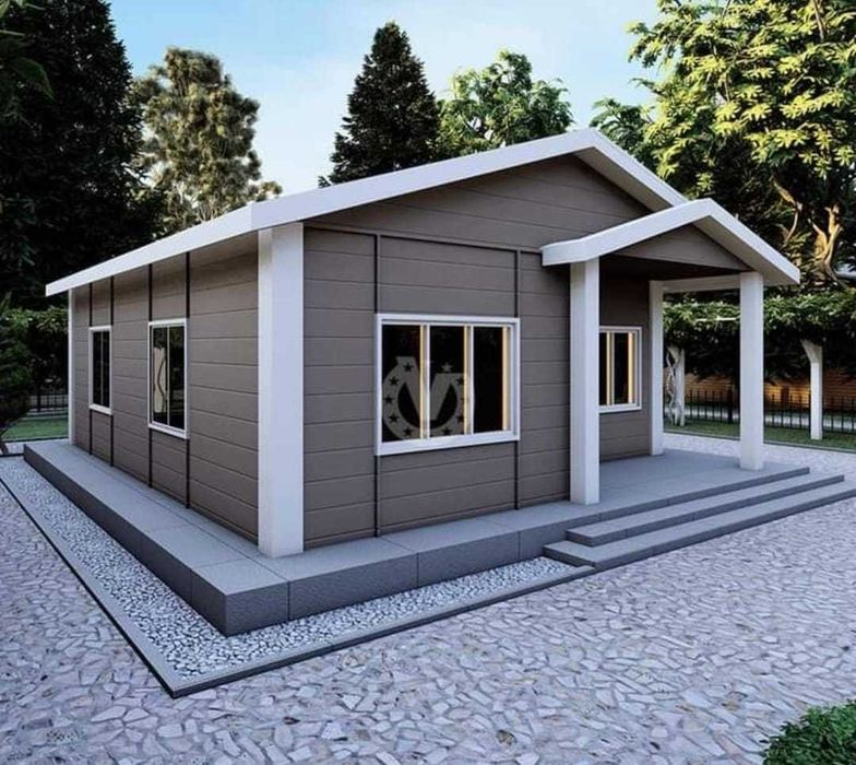 Vand casa modulara tip modern pe structura metalica, 10m x 10m