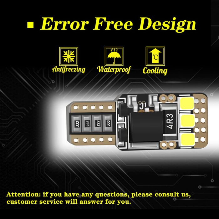 Лед крушки 2бр. за габарит T10-W5W 6LED 12V 5W- А 2930-4