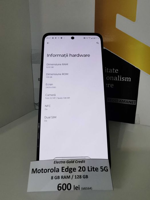 Motorola Edge 20 Lite 5G 8GB RAM/128GB/Electric Graphite ID6564