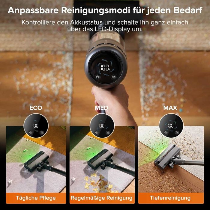 Нова Безжична Вертикална Прахосмукачка Roborock H60 Hub Ultra, 2 години Гаранция, LED, До 90 минути Работа