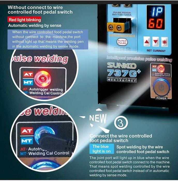 Sunkko 737G+ Aparat profi sudura puncte acumulatori Li-Ion