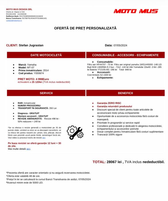 Yamaha MT 07 2014 35KW A2