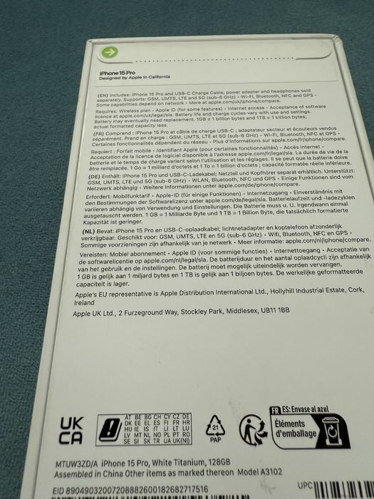 iPhone 15 Pro, 128GB,White Titanium,SIGILAT