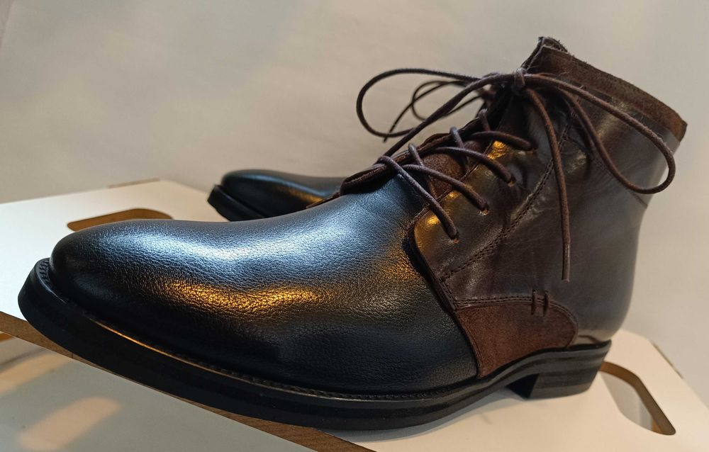 Ghete derby 41 lace up DAHLIN NOI piele naturala moale maro negru