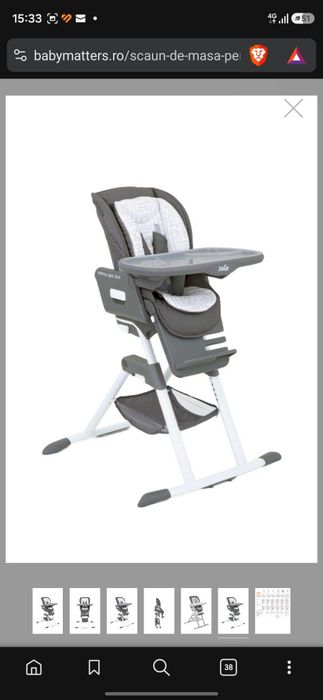 Scaun de Masa Rotativ 3 in 1 Joie Bebe Mimzy Spin