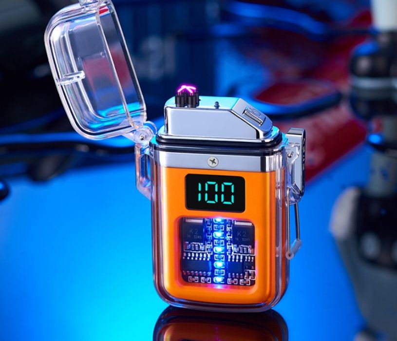 Елегантна прозрачна ветроустойчива запалка с LED светлинки