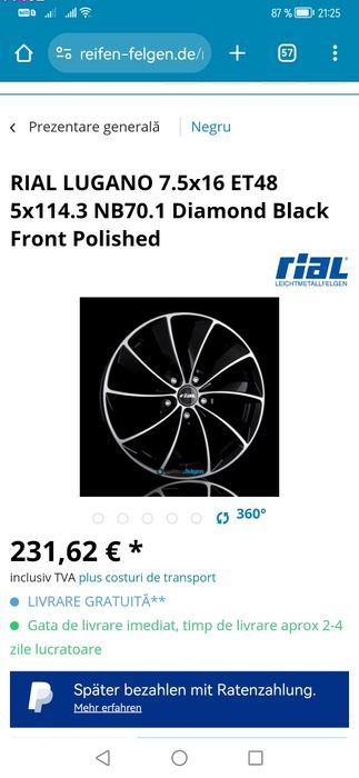 Jante Rial Lugano 7.5x16