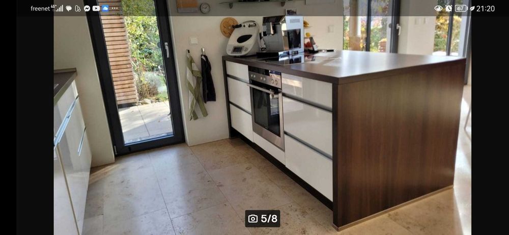 Mobila bucătărie complet echipata, cu insula, din MDF, lucios