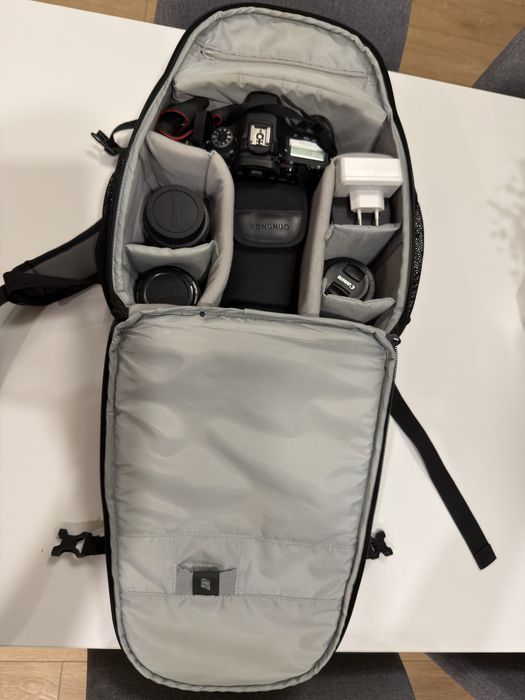 Canon EOS 70D kit + 18-55 STM + 50mm + blitz Yongnuo + rucsac Lowepro