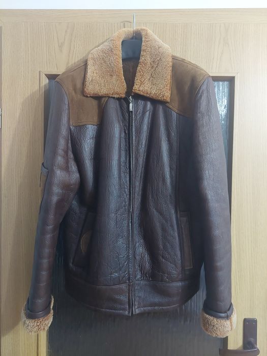 Haina din blana naturala cu fermoar, cojoc bărbați din piele de ovine