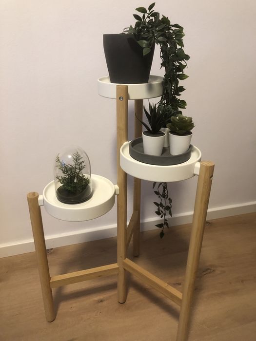 Suport plante bambus/alb
