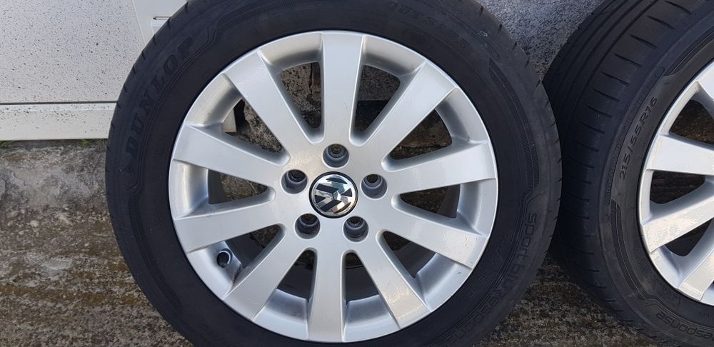 Vând jante aliaj originale vw Passat , 5x112 ,16 " cu anvelope de vara