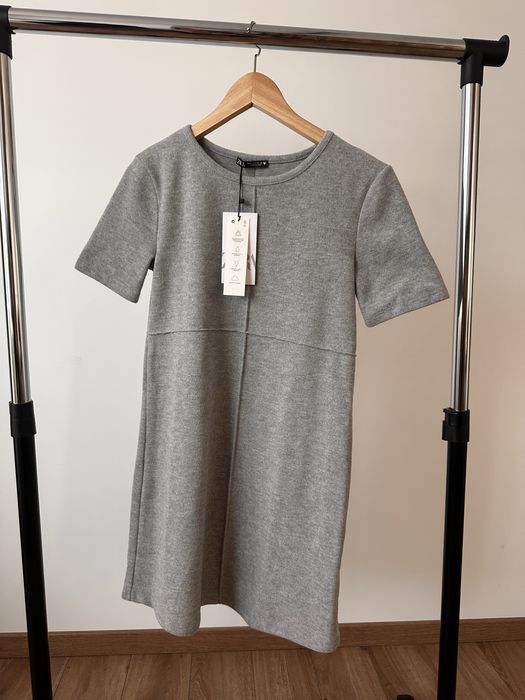 Сива рокля Zara , S, полиестер и памук