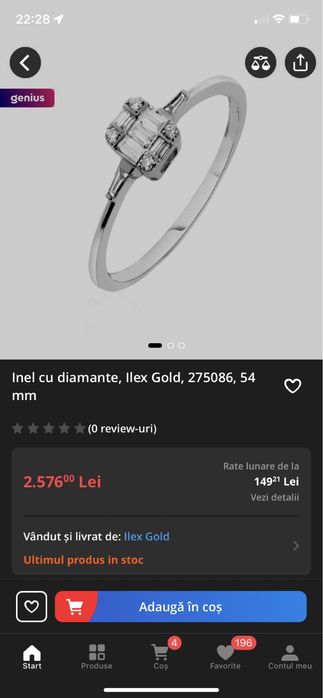 Inel de logodna din aur alb cu diamante