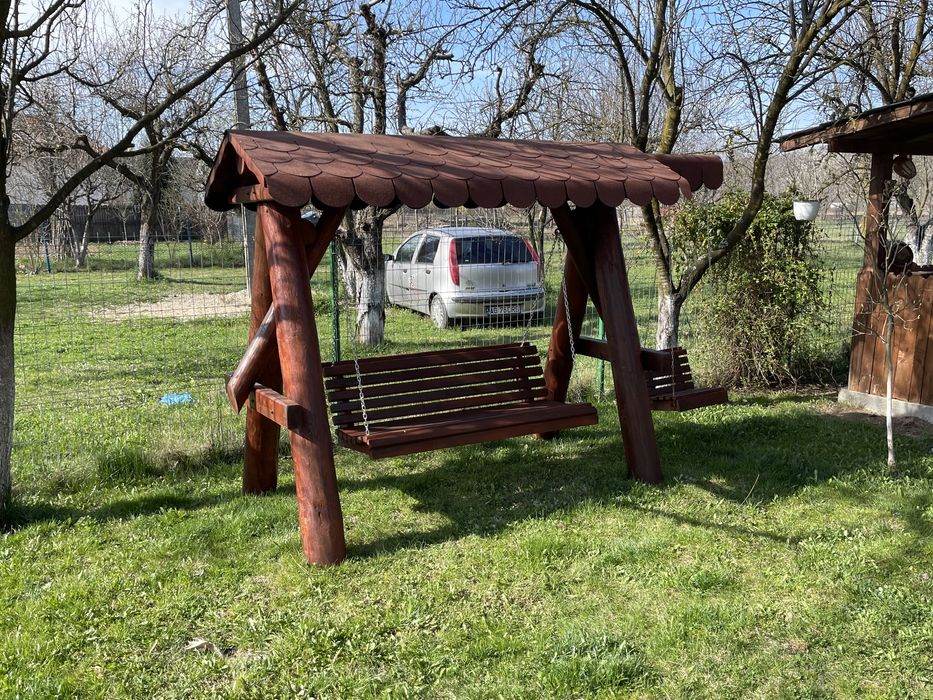 Balansoar masiv din lemn rustic / leagan lemn