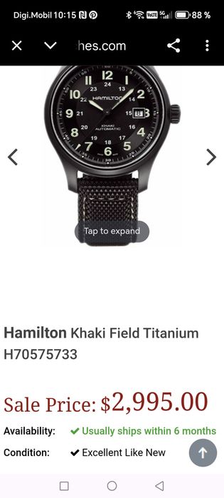 Ceas Hamilton Khaki Field Titanium Automatic 42 mm Funct. Impecabil!