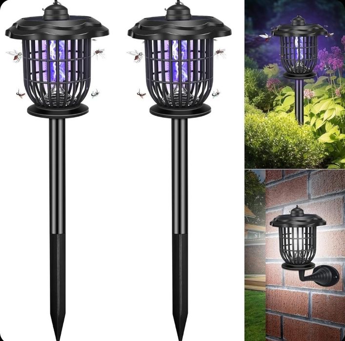 Lampa solara decorativa LED si UV antitantari 52 cm pentru curte si gradina +cablu usb
