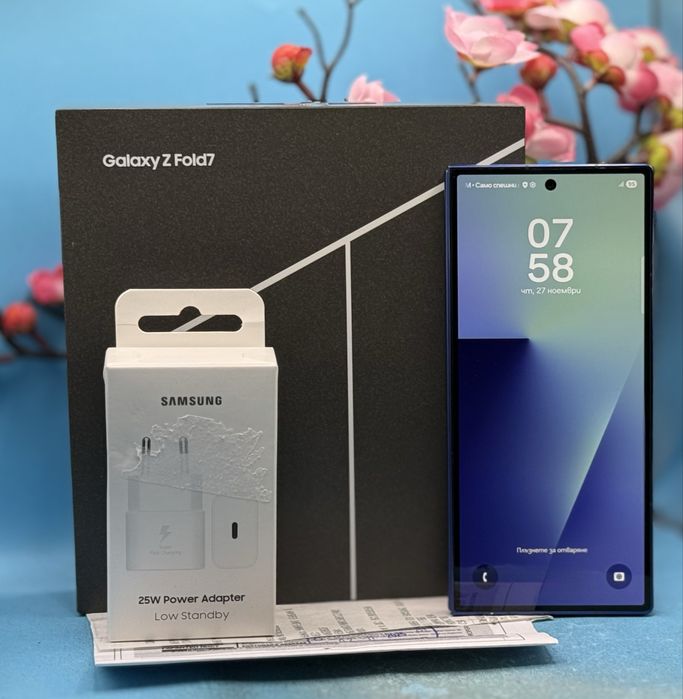 ГАРАНЦИОНЕН! Samsung Galaxy Z Fold7, 12GB RAM, 256GB, Blue + адаптер