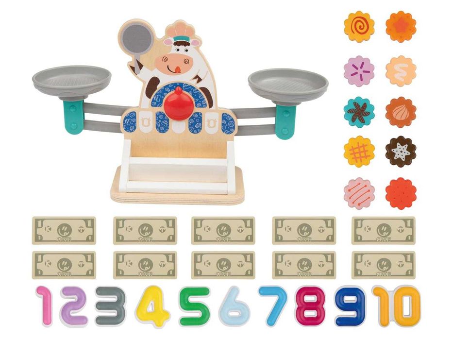 Детски дървен Касов Апарат със Скенер Кантар Везна с аксесоари 2 вида