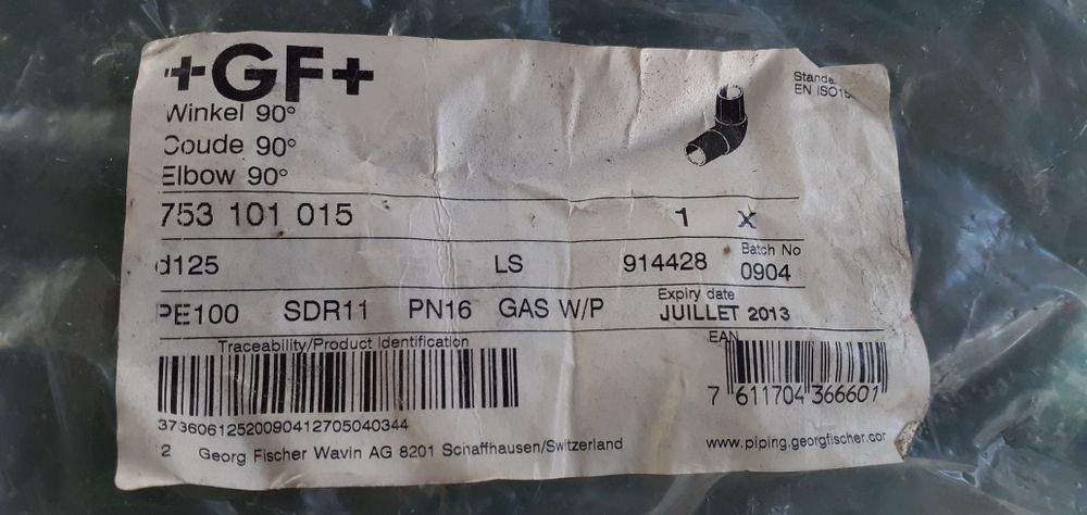 Vând COT 90° D125 LS PE100 SDR11 +GF+ nou