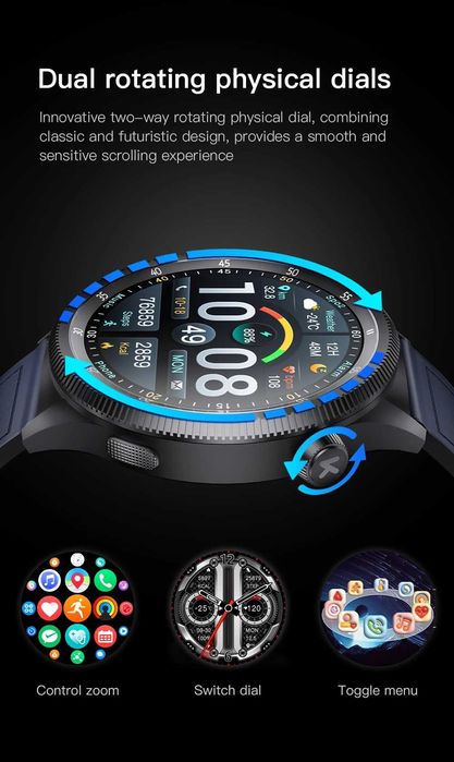 Smartwatch KUMI WATCH Gear GT3 AMOLED, silver, metal, AI, bonus