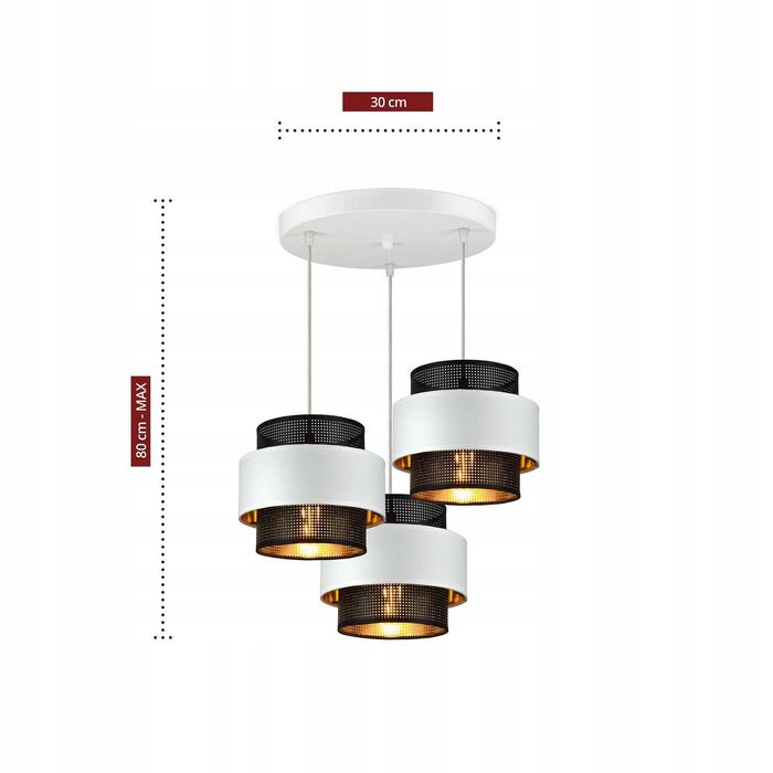 LEDO-341 Висяща лампа 3xE27 бяла/черна - 960-EZ3