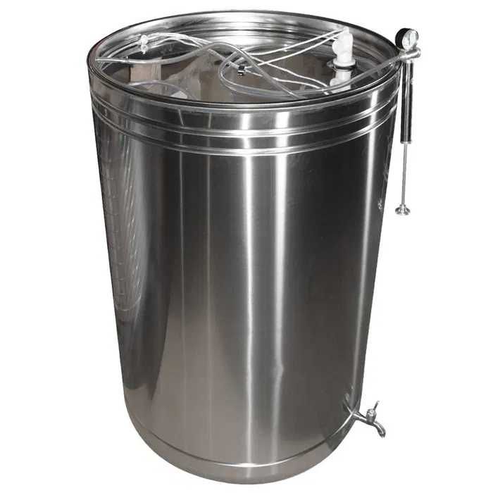 Butoi (cisternă) INOX cu capac flotant 200 L cu camera din silicon, cadou robinet din INOX