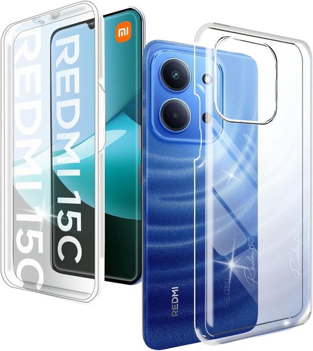 Прозрачен 360° градуса кейс за xiaomi redmi 15c