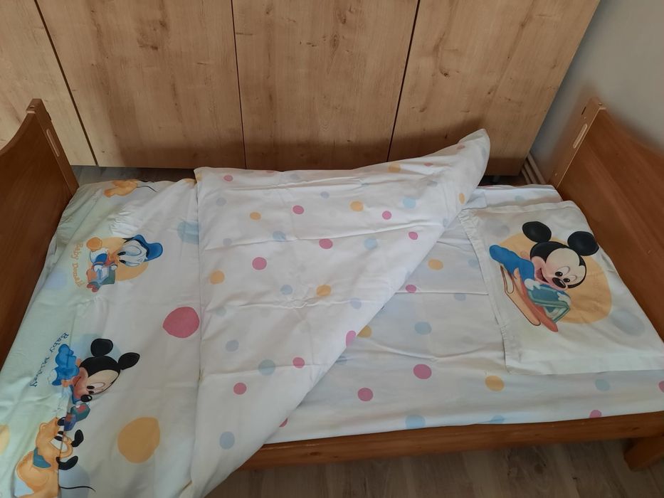 Pat copii 140x70 cm cu saltea 5 cm grosime