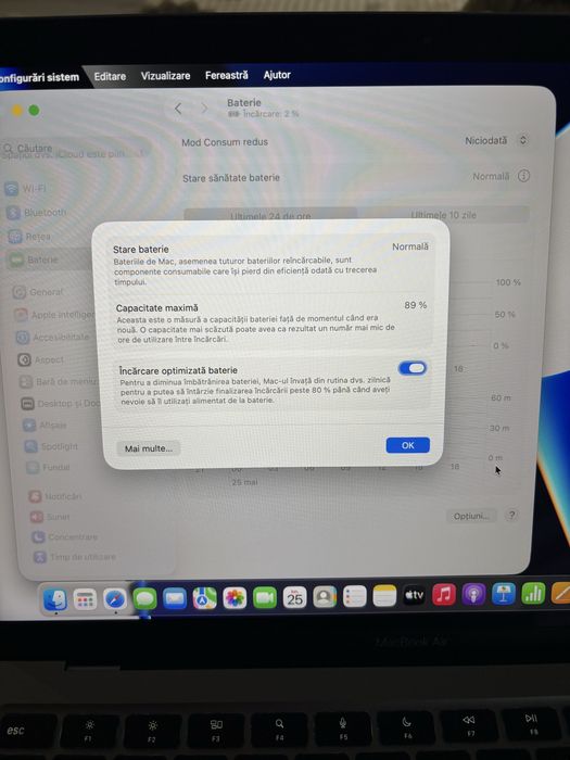 Macbook air m1 256gb ssd 8gb ram 89% sanatate baterie