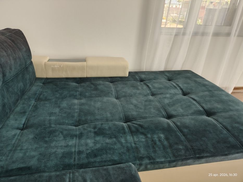 Vând colțar extensibil Stauer, în formă de L — reversibil stânga/dreapta, cu ladă de depozitare