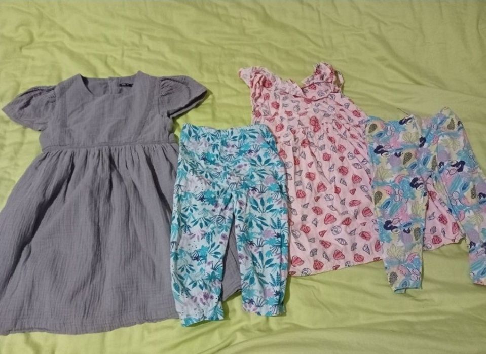 set lot 4 hainute 7 8 ani 128 134 2 rochite vara + 2 perechi pantaloni