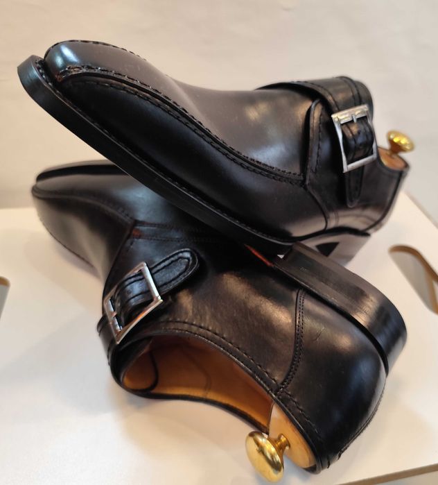 Pantofi monk 40 40.5 de lux Cordwainer NOI lucrati manual negru